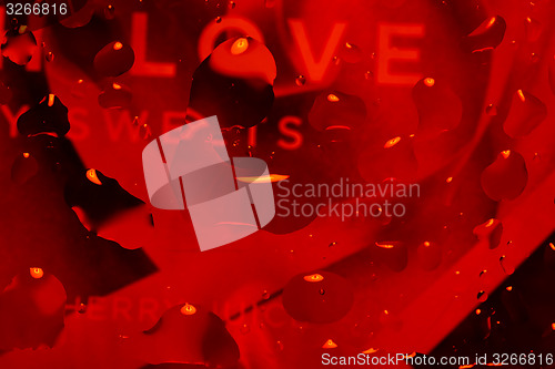 Image of red abstract background with water drops