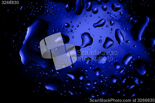 Image of blue abstract background with water drops
