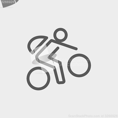 Image of Mountain bike rider thin line icon