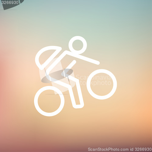 Image of Mountain bike rider thin line icon