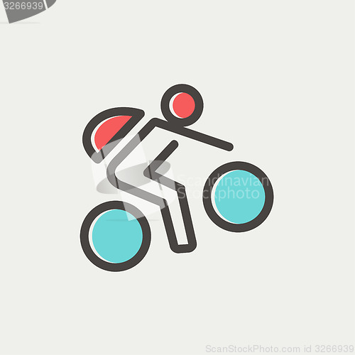 Image of Mountain bike rider thin line icon