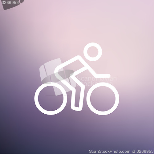 Image of Sport bike and rider thin line icon