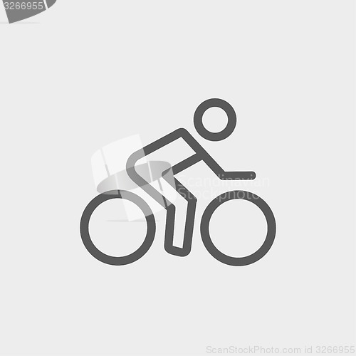 Image of Sport bike and rider thin line icon