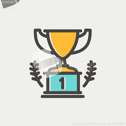 Image of Trophy for first place winner thin line icon
