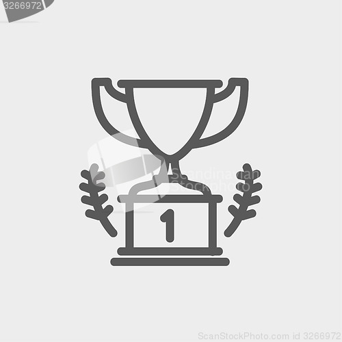 Image of Trophy for first place winner thin line icon