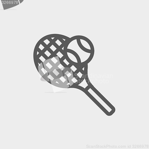 Image of Tennis Racket and Ball thin line icon