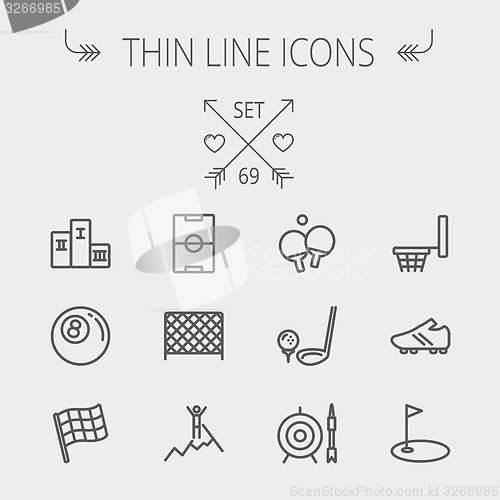 Image of Sports thin line icon set