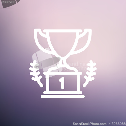 Image of Trophy for first place winner thin line icon