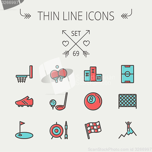 Image of Sports thin line icon set