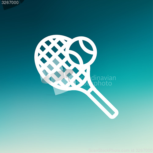 Image of Tennis Racket and Ball thin line icon