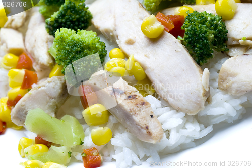 Image of chicken breast slices with vegetables