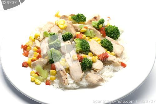 Image of chicken breast slices with vegetables