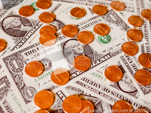 Image of Retro look Dollar coins and notes