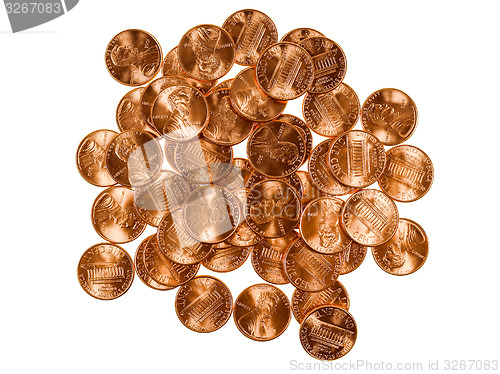 Image of Retro look Dollar coins 1 cent wheat penny cent