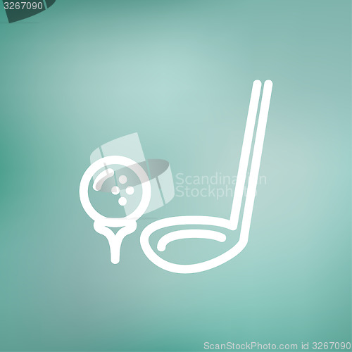 Image of Golf Ball And Putter thin line icon