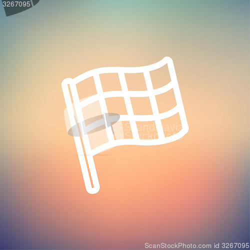 Image of Chekered flag for racing thin line icon