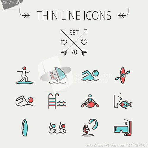 Image of Sports thin line icon set