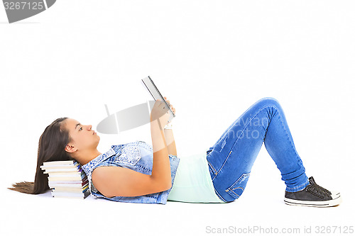 Image of teenager girl reading book 
