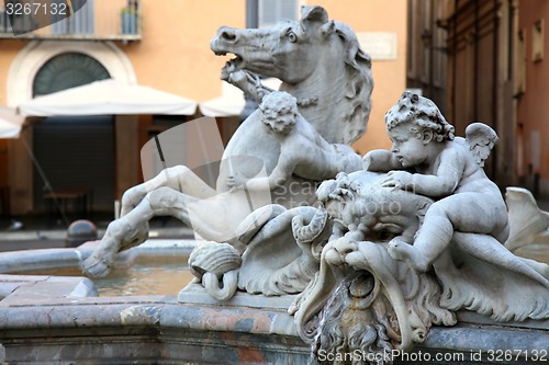 Image of Piazza Navona, Neptune Fountain in Rome, Italy 