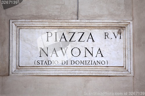 Image of Piazza Navona sign in Rome, Italy