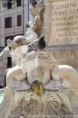 Image of Fountain on the Piazza della Rotonda in Rome, Italy