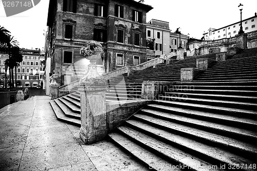 Image of  Spanish square with Spanish Steps  in Rome Italy 