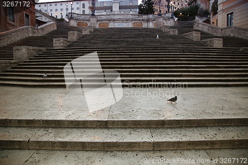 Image of Spanish square with Spanish Steps  in Rome Italy