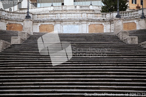 Image of  Spanish square with Spanish Steps  in Rome Italy 