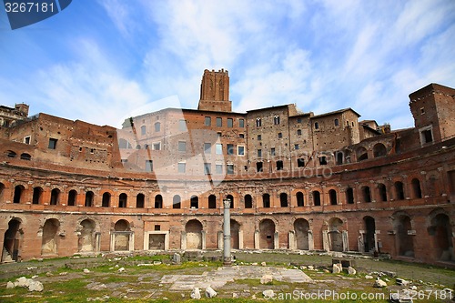Image of A panoramic view on Trajan\'s Market (Mercati Traianei) in Rome, 