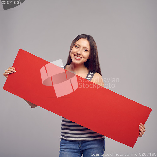 Image of Woman with banner