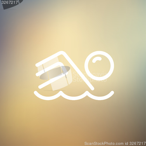 Image of Beach wave thin line icon