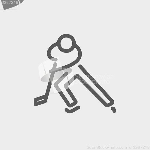 Image of Moving hockey player thin line icon