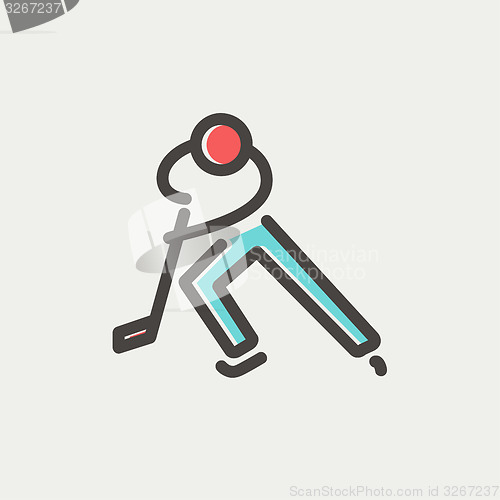 Image of Moving hockey player thin line icon