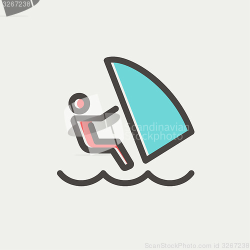 Image of Wind surfing thin line icon