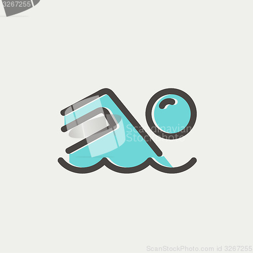 Image of Beach wave thin line icon