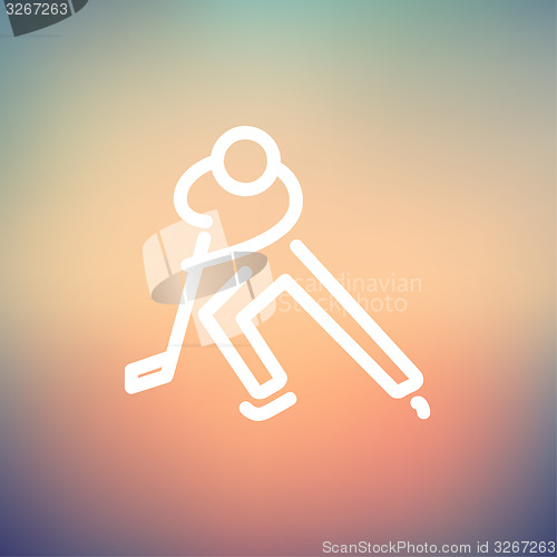 Image of Moving hockey player thin line icon
