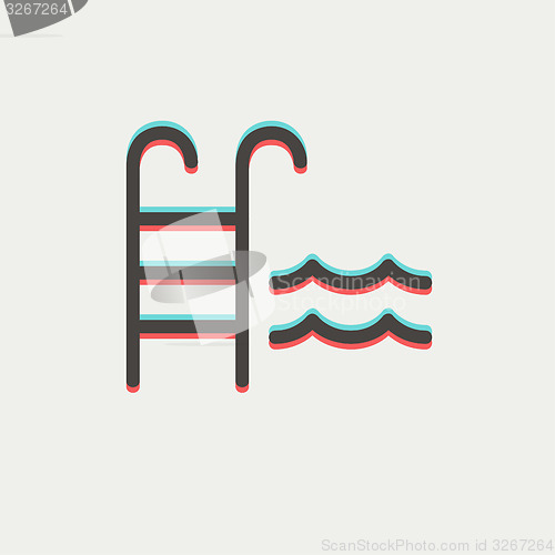 Image of Swimming pool ladder thin line icon