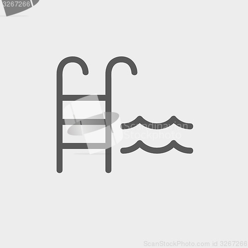 Image of Swimming pool ladder thin line icon