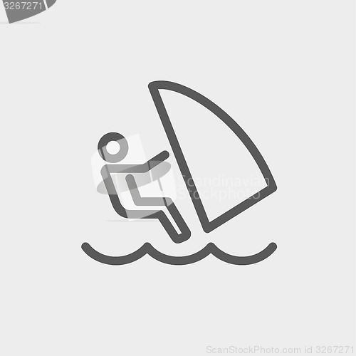 Image of Wind surfing thin line icon