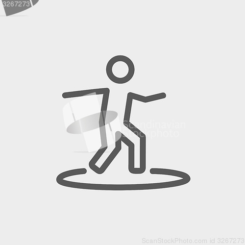 Image of Boy on the surf board thin line icon