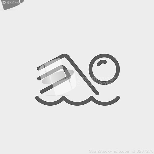 Image of Beach wave thin line icon