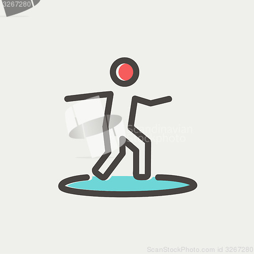 Image of Boy on the surf board thin line icon