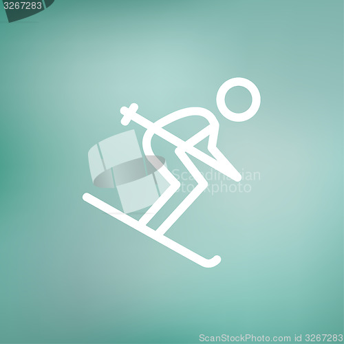 Image of Downhill skiing thin line icon