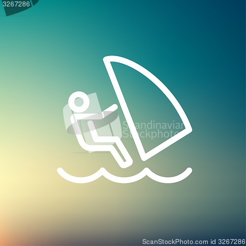 Image of Wind surfing thin line icon