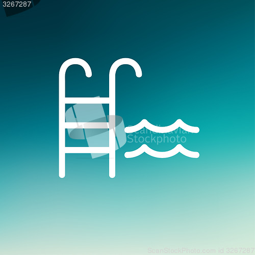 Image of Swimming pool ladder thin line icon