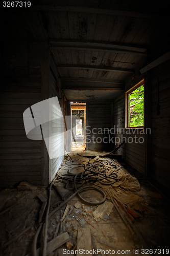 Image of Messy vehicle interior of a train carriage