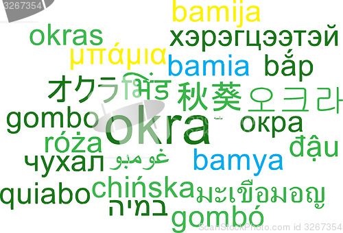 Image of Okra multilanguage wordcloud background concept