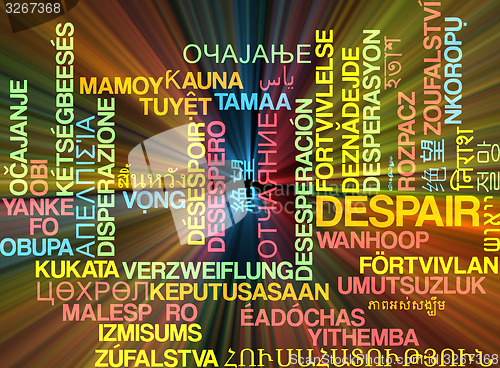 Image of Despair multilanguage wordcloud background concept glowing