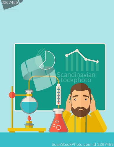 Image of Science teacher in laboratory.