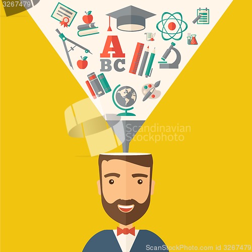 Image of Man with icons. Student ideas.
